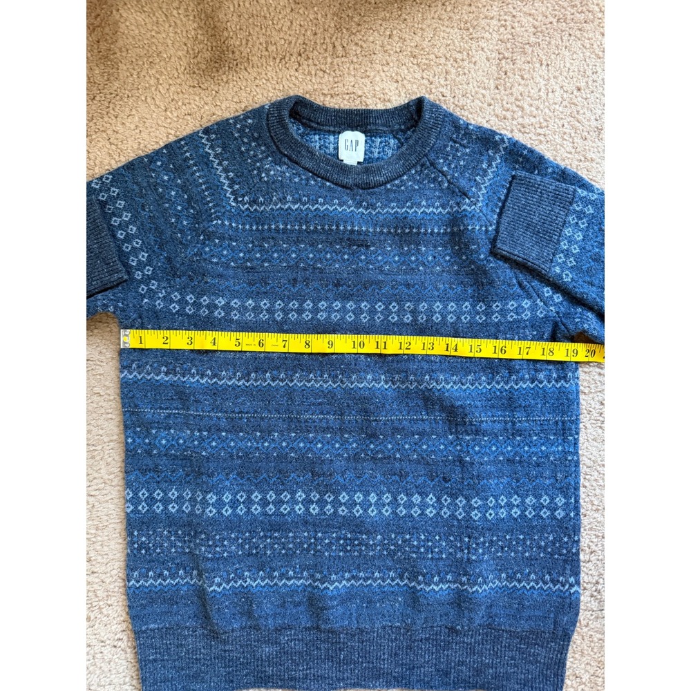 GAP Men Sweater Size M Blue Fair Isle Pattern Crew Neck Raglan Sleeve Y2K - Picture 5 of 7